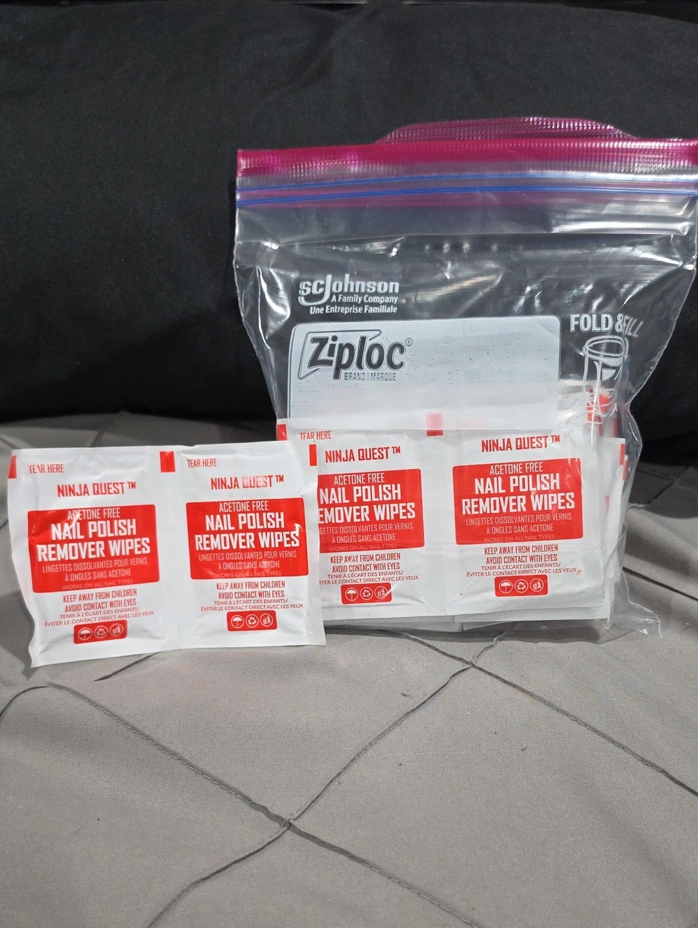 Acetone-Free Nail Polish Remover Wipes - Red Packets (40)